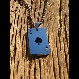 Stainless steel Ace of Spades pendant and chain.